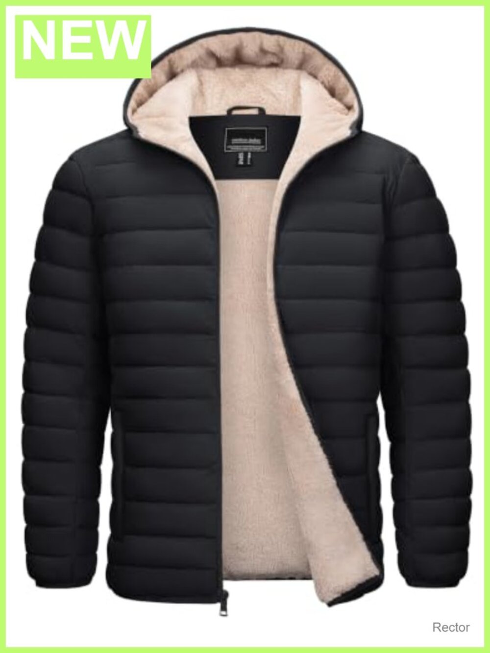 Mens Puffer Jacket Sherpa Lined Water Resistant Hooded Winter Coat